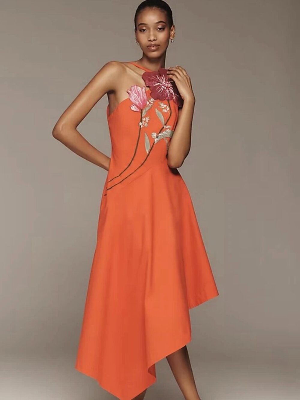 New Yukiko Noritake x Anthropologie Asymmetric Floral Midi Dress 6 NWT - Picture 2 of 8